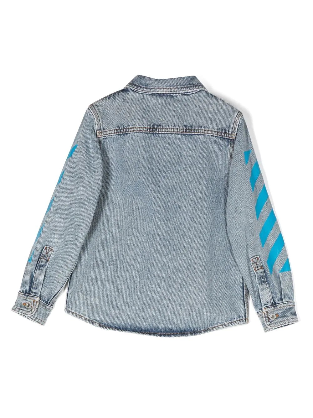 Helvetica Denim Shirt With Diagonals - OFF-WHITE KIDS - Russocapri